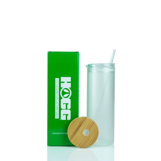 20oz Personalised Glow in the Dark Skinny Glass Tumbler – Blue, Yellow & Green | Custom Drinkware