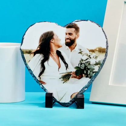Personalised Heart Photo Slate – Custom Keepsake Plaque