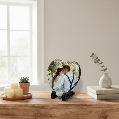 Personalised Heart Photo Slate – Custom Keepsake Plaque