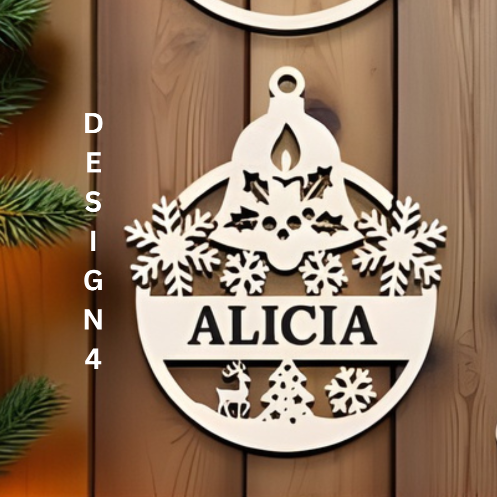 Custom Laser cut christmas ornament set of 4