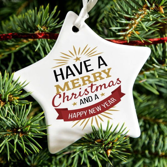 Personalised Christmas Tree Decorations – Star, Round & Heart Ornaments | Sublimation Glossy Finish