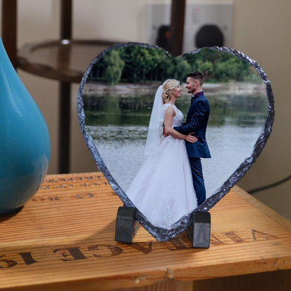 Personalised Heart Photo Slate – Custom Keepsake Plaque