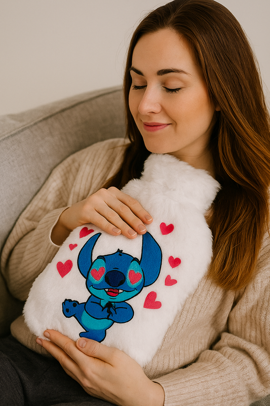 Personalised Hot Water Bottle Cover – Custom Printed 33x20 cm Soft Fabric Sleeve in Pink or White – Ideal Gift for Comfort & Warmth