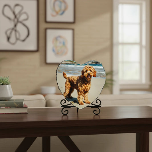 Custom Heart-Shaped Photo Slate – Personalized Keepsake Plaque