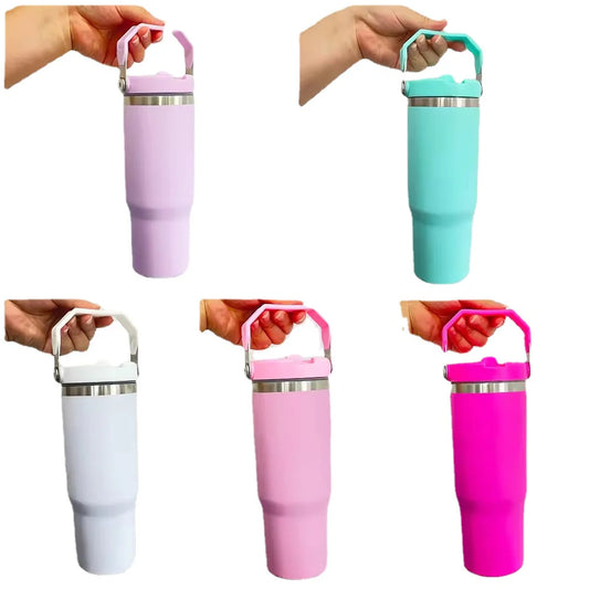 Personalised 30oz Hot/Cold Tumbler with Handle – Custom Printed Insulated Travel Cup (5 Colour Options)