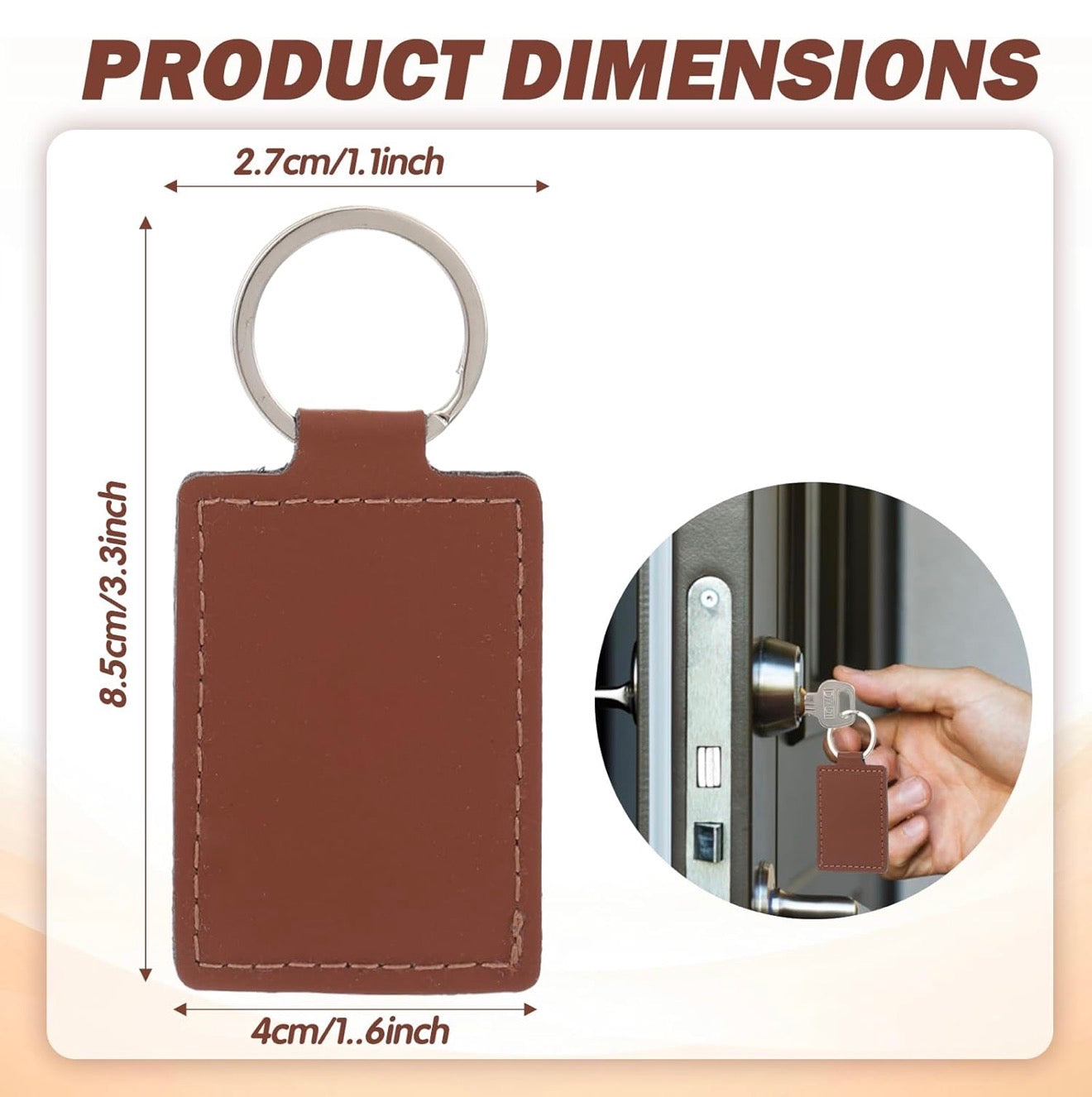 Custom Laser Engraved Leather Keychain – Personalized Name Key Ring – Custom Gift – Engraved Key Tag (8.5cm x 2.7cm)