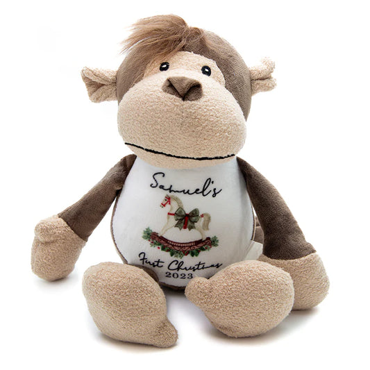 Personalised Monkey Plush Toy – Custom Printed Belly – Soft Jungle Keepsake – CE & UK Certified