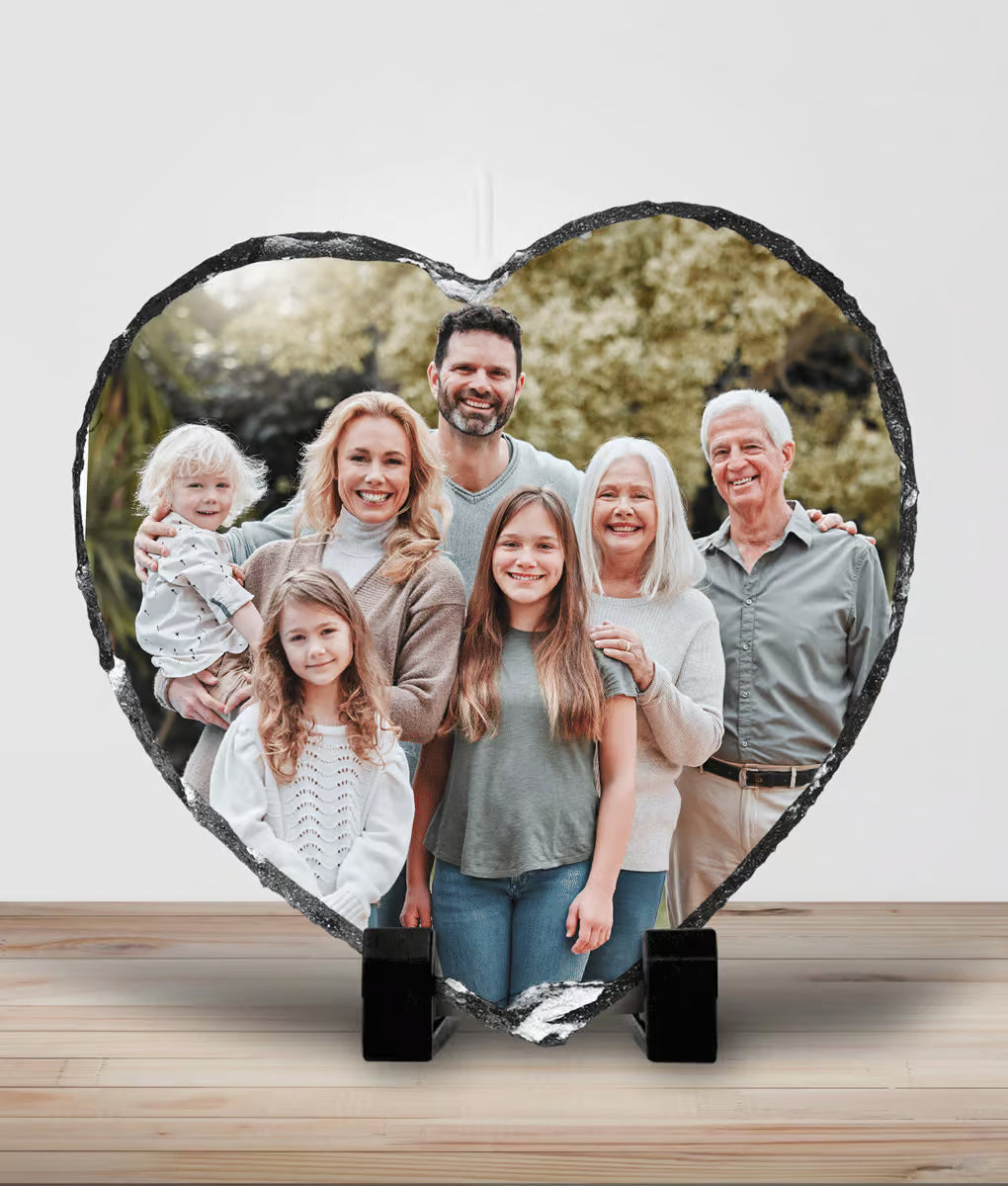 Personalised Heart Photo Slate – Custom Keepsake Plaque