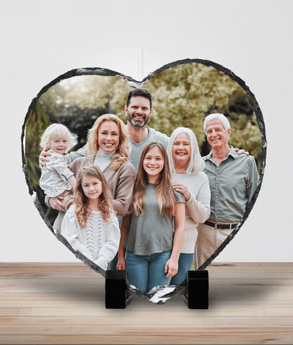Personalised Heart Photo Slate – Custom Keepsake Plaque