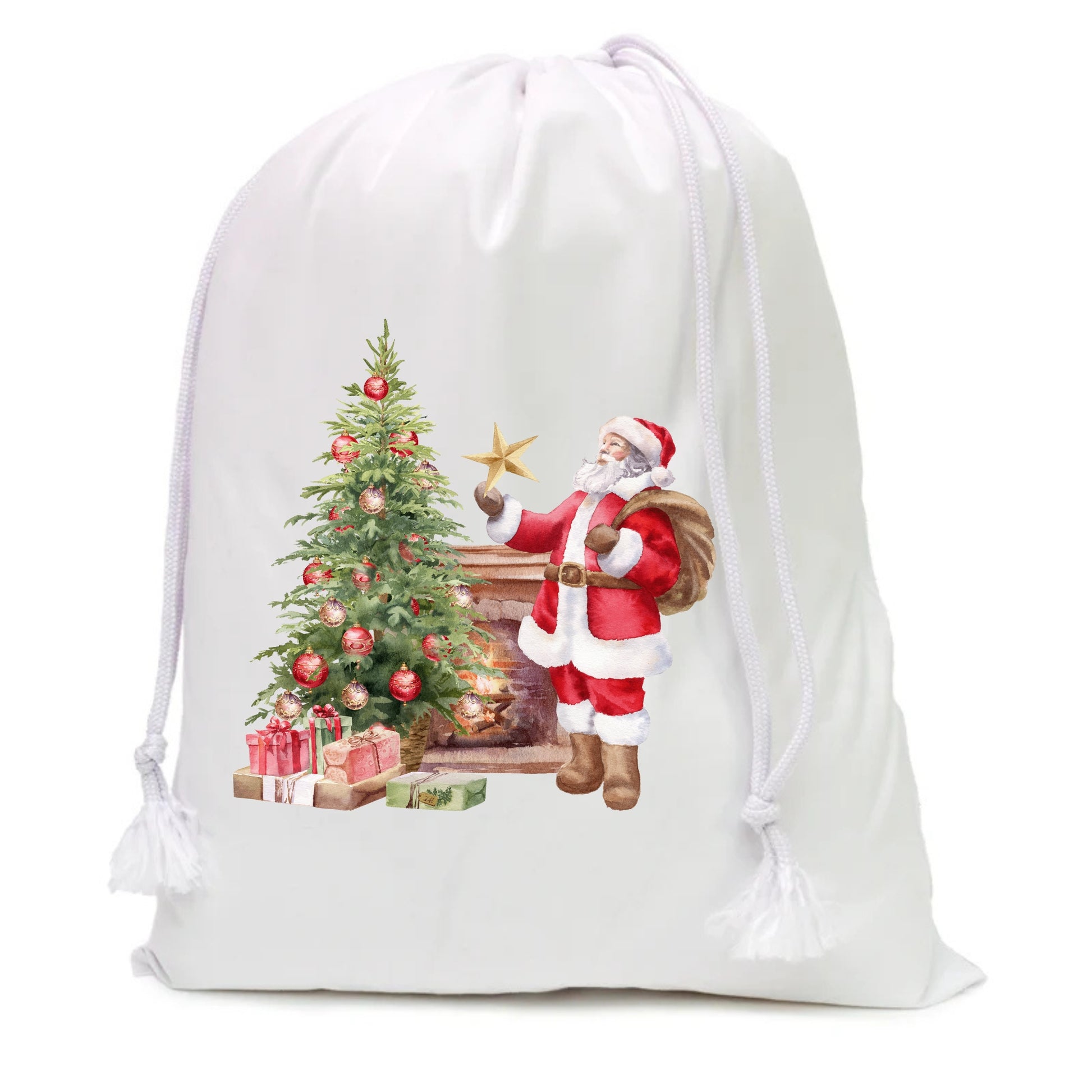 Christmas Polyester Drawstring Sack – Custom Holiday Gift Bag for Sports, Gym, or Promotions