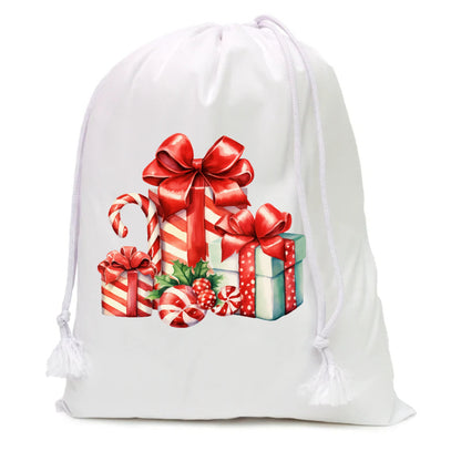 Christmas Polyester Drawstring Sack – Custom Holiday Gift Bag for Sports, Gym, or Promotions