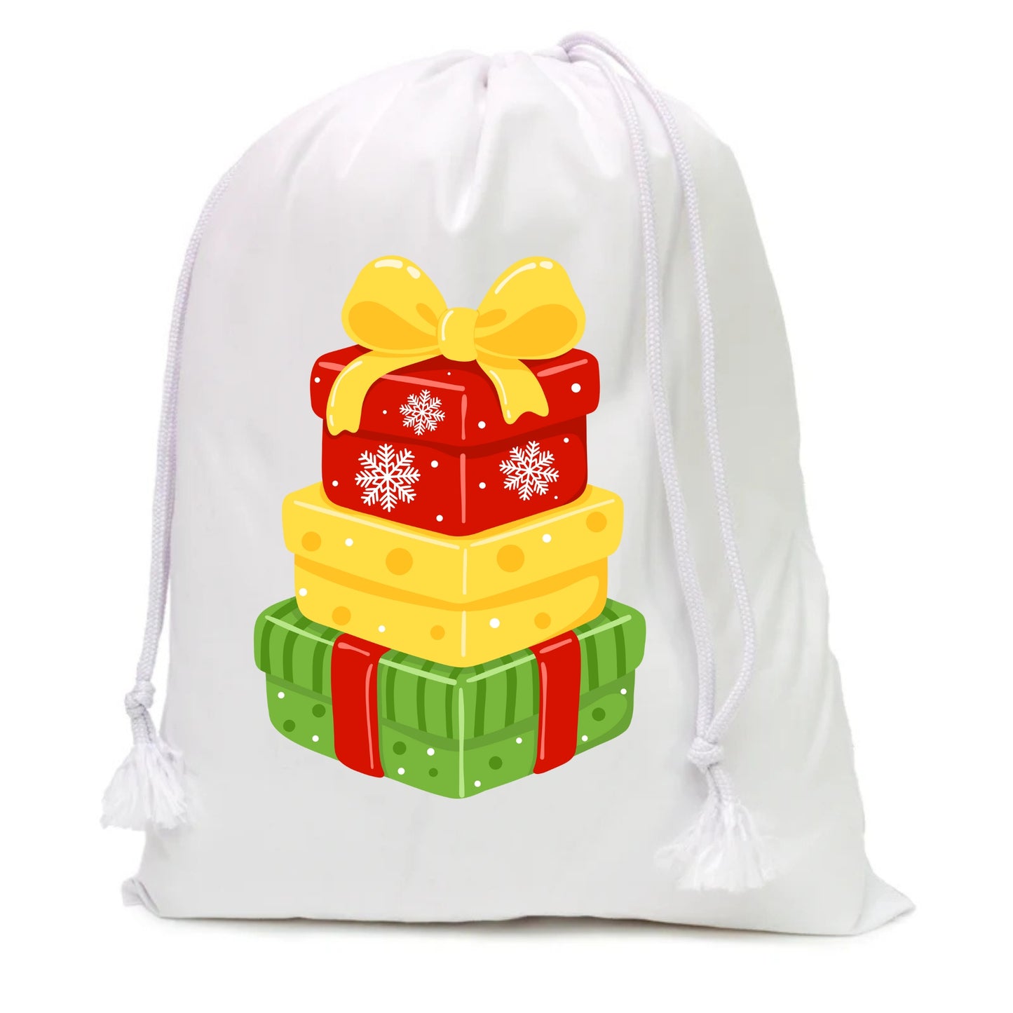 Christmas Polyester Drawstring Sack – Custom Holiday Gift Bag for Sports, Gym, or Promotions