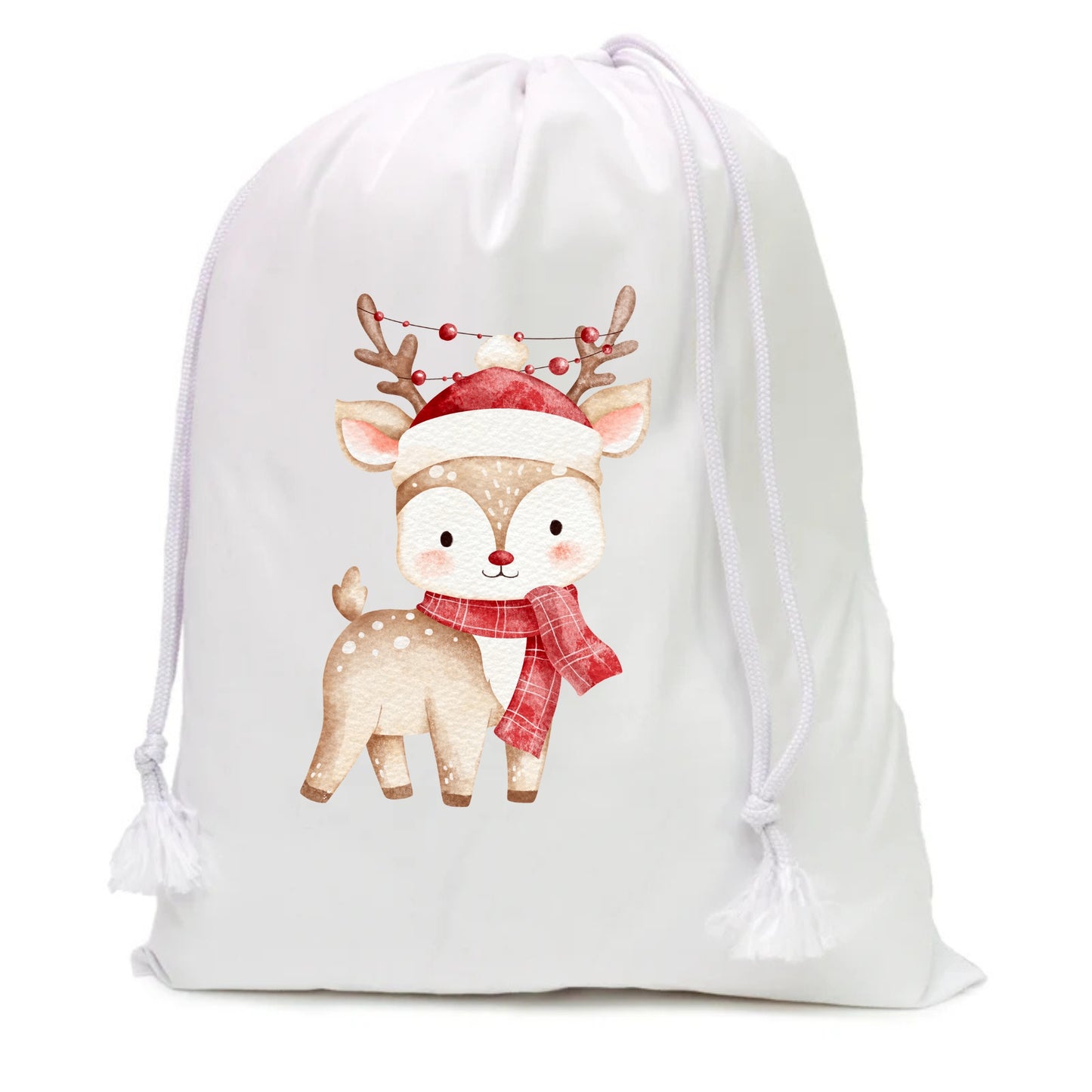 Christmas Polyester Drawstring Sack – Custom Holiday Gift Bag for Sports, Gym, or Promotions