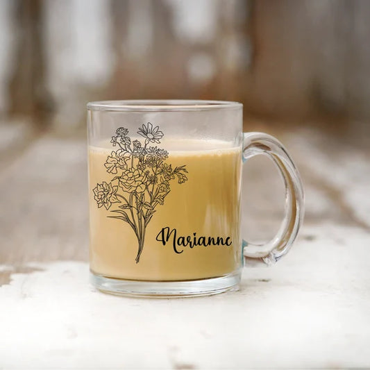Personalised 11oz Glass Mug – Custom Printed Clear Glass Mug – Full-Colour Design for Gifts, Branding & More