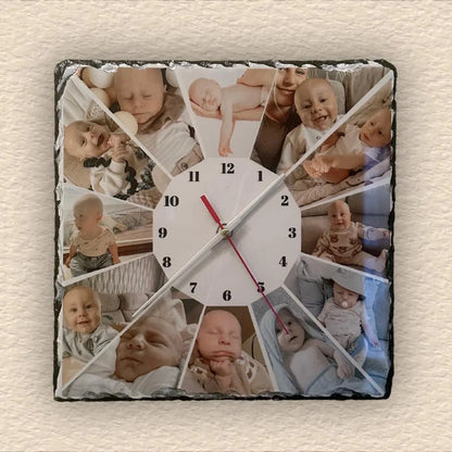 Personalized Photo Slate Clock (27x27 cm) with Display Stand