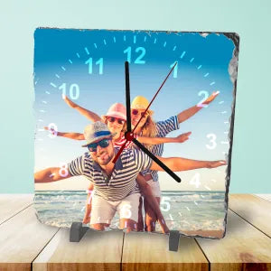 Personalized Photo Slate Clock (27x27 cm) with Display Stand